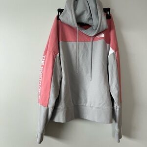 The North Face Pink and Gray Panel Pullover Hoodie